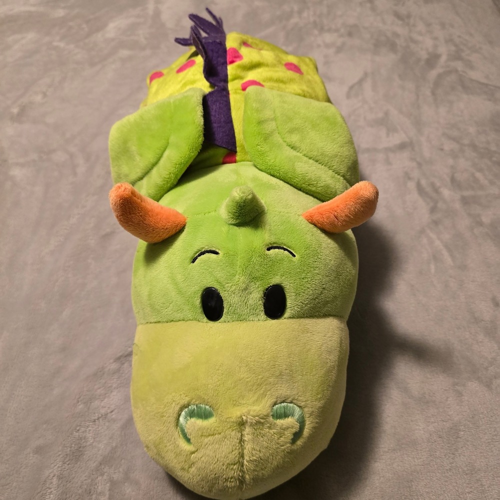 Reversible Plush Toy Green Dinosaur Triceratops and White Unicorn Stuffed Animal